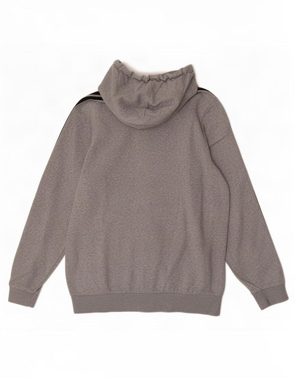 Adidas - Sudadera con capucha y cremallera para hombre, algodón moteado gris grande