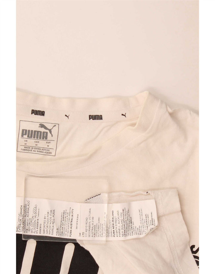Puma Camiseta gráfica para hombre Top Medium White Cotton