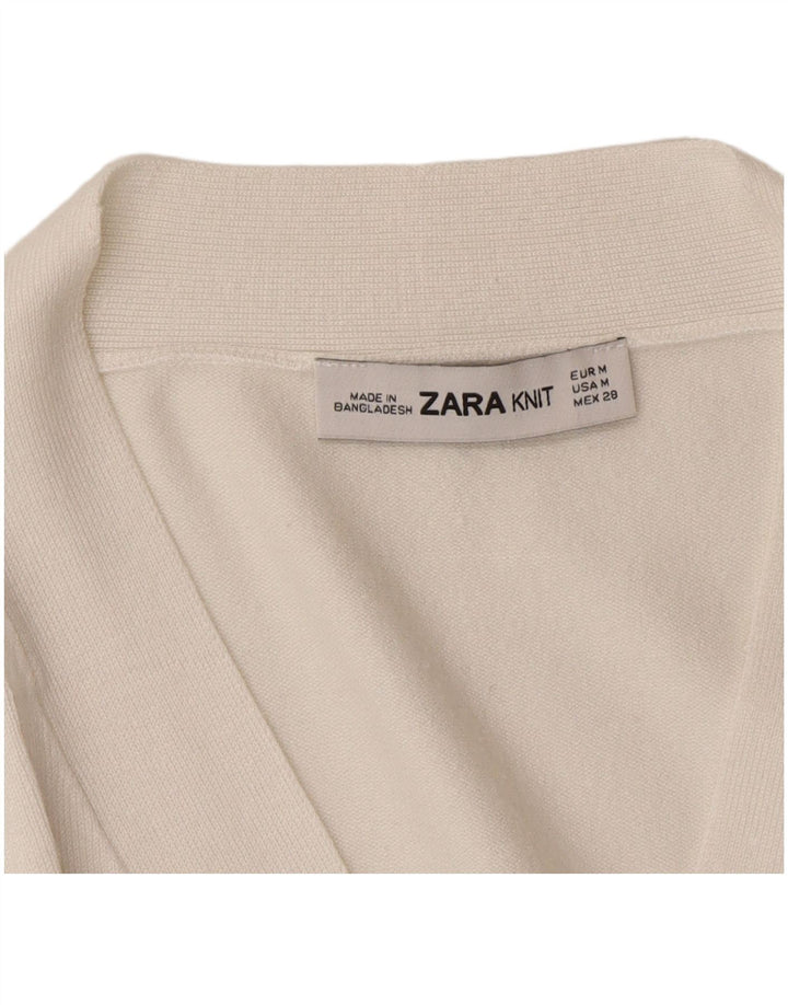 Zara Mujer Cárdigan Suéter UK 44 Medio Blanco