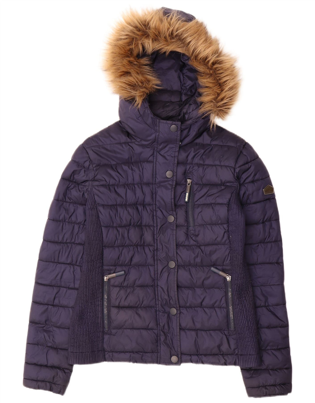 SUPERDRY Chaqueta acolchada con capucha para mujer UK 44 Mediana Azul marino Poliéster