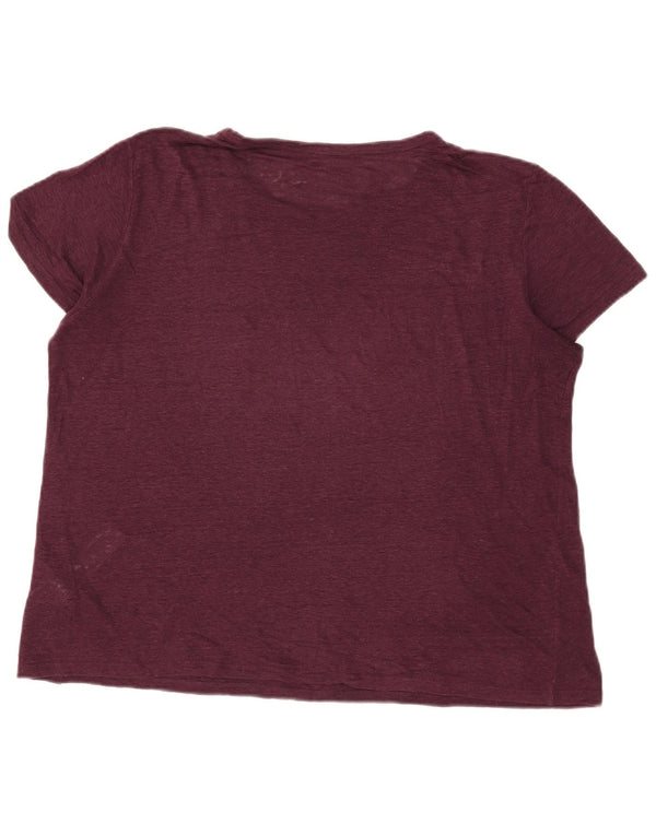 Massimo Dutti Camiseta Mujer Top UK 40 XL Burdeos Lino