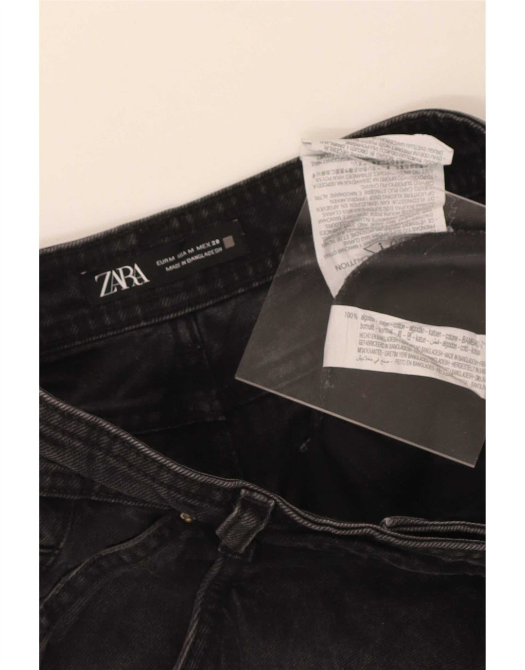 Zara Mujer Shorts Vaqueros Medianos W28 Negro Algodón