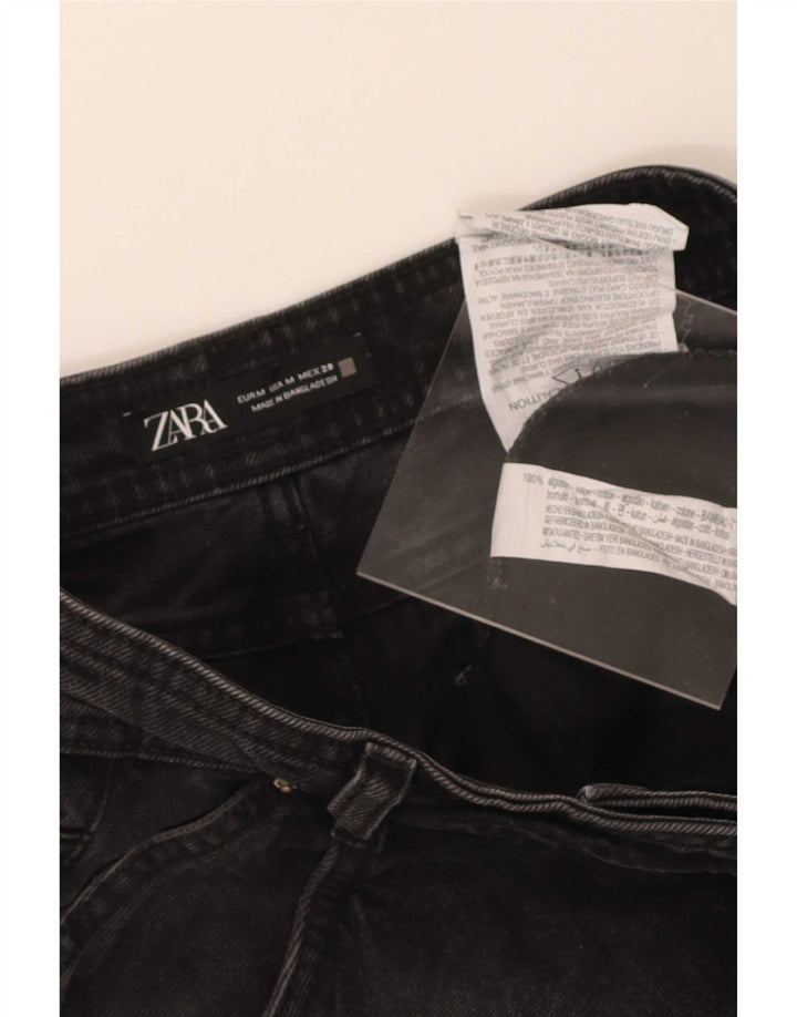 Zara Mujer Shorts Vaqueros Medianos W28 Negro Algodón