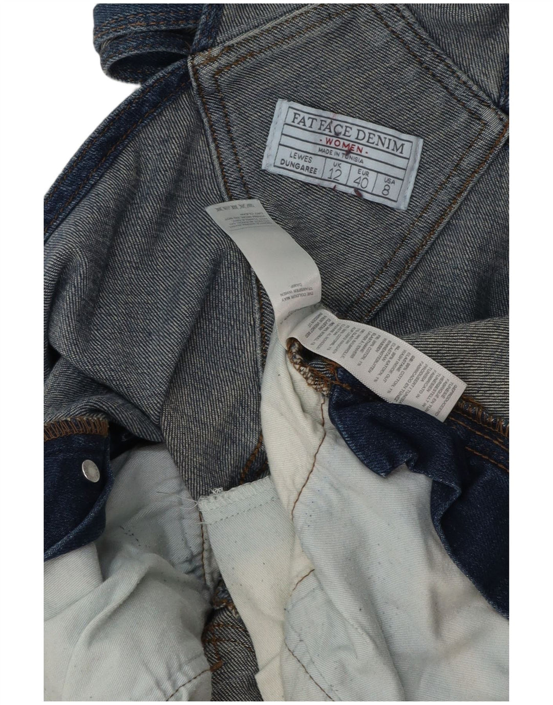 FAT FACE Jeans Lewes Dungarees para Mujer UK 12 Medium W34 L27 Algodón Azul