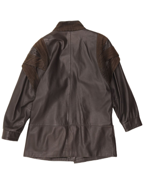 Vintage mujer chaqueta de cuero Reino Unido 18 XL negro colorblock