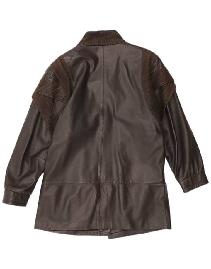 Vintage mujer chaqueta de cuero Reino Unido 18 XL negro colorblock