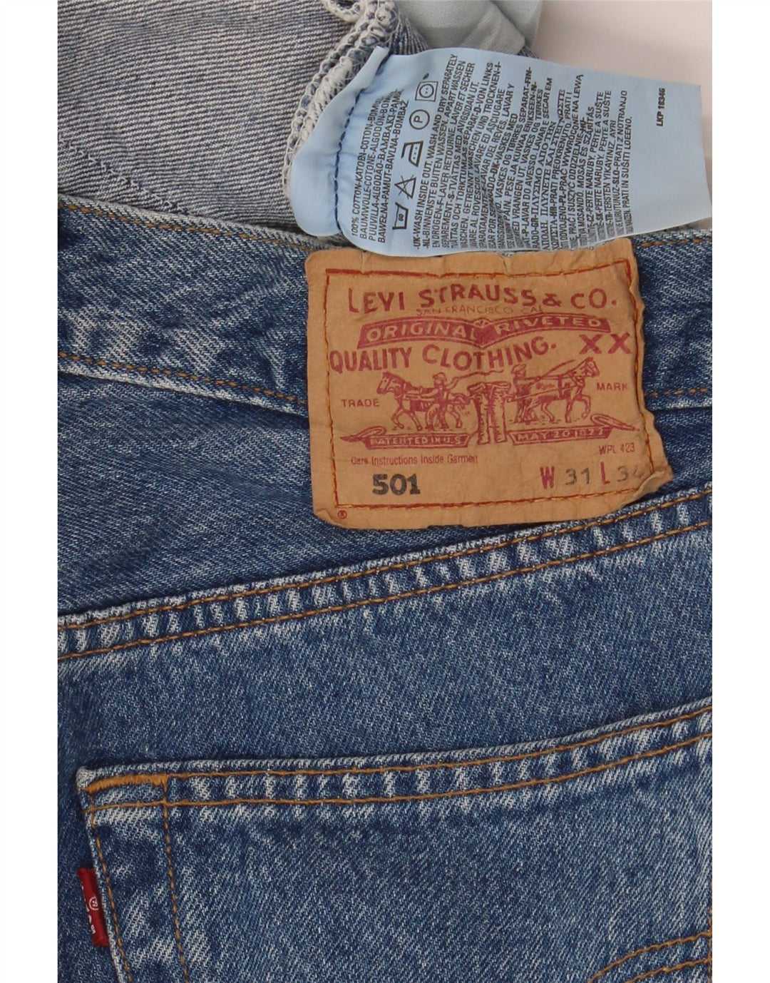 LEVI'S Jeans rectos 501 para hombre W31 L30 Algodón azul