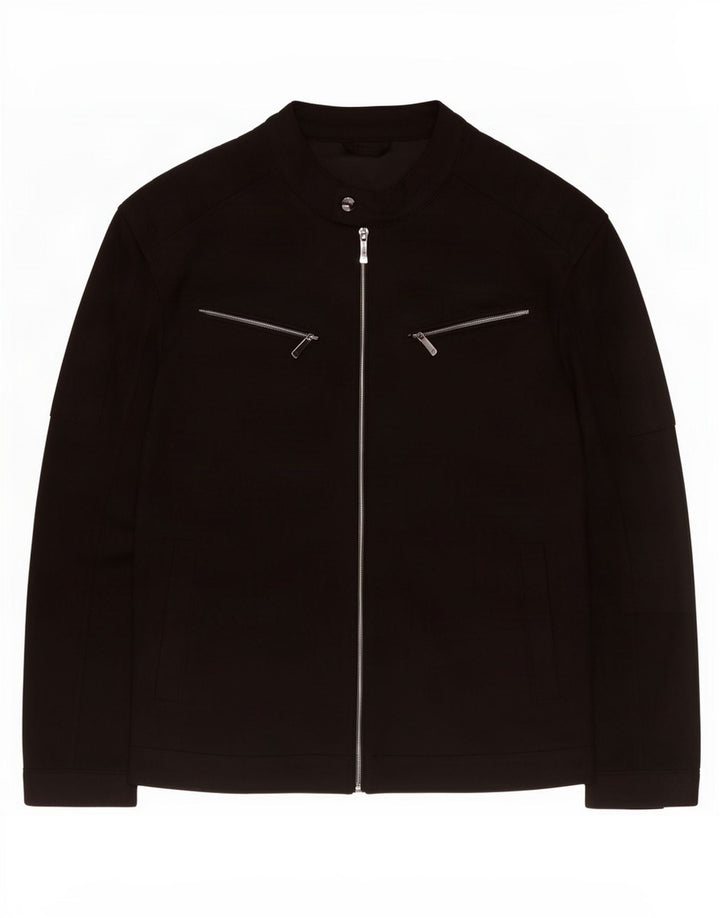 Zara Mens Utility Jacket UK 42 XL Poliéster Negro