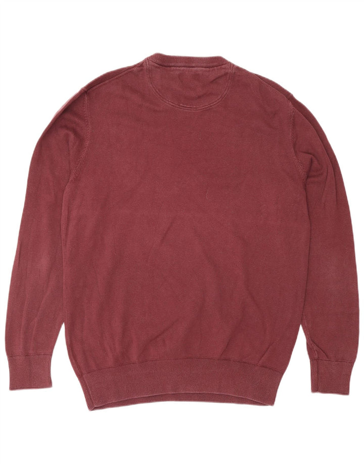 TIMBERLAND Jersey de cuello redondo para hombre de algodón burdeos medio