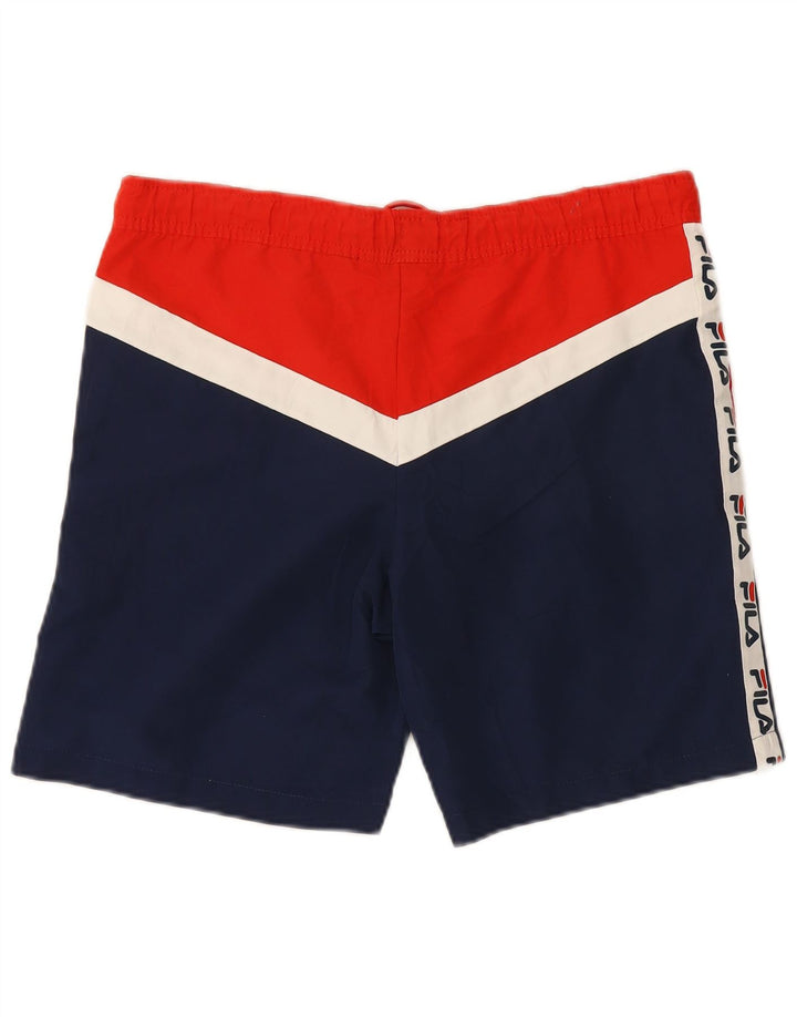 Fila Mens Graphic Bañador Shorts Pequeño Azul Colorblock Poliéster