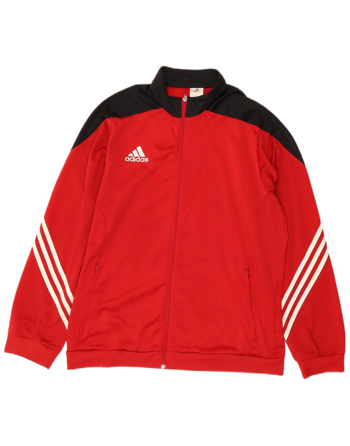Adidas Hombre Chándal Top Chaqueta Medio Rojo Colorblock Poliéster