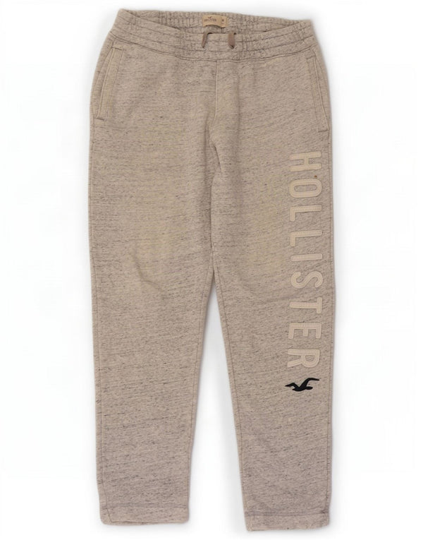 Hollister Mens Graphic Tracksuit Trousers Medium Grey Flecked Cotton