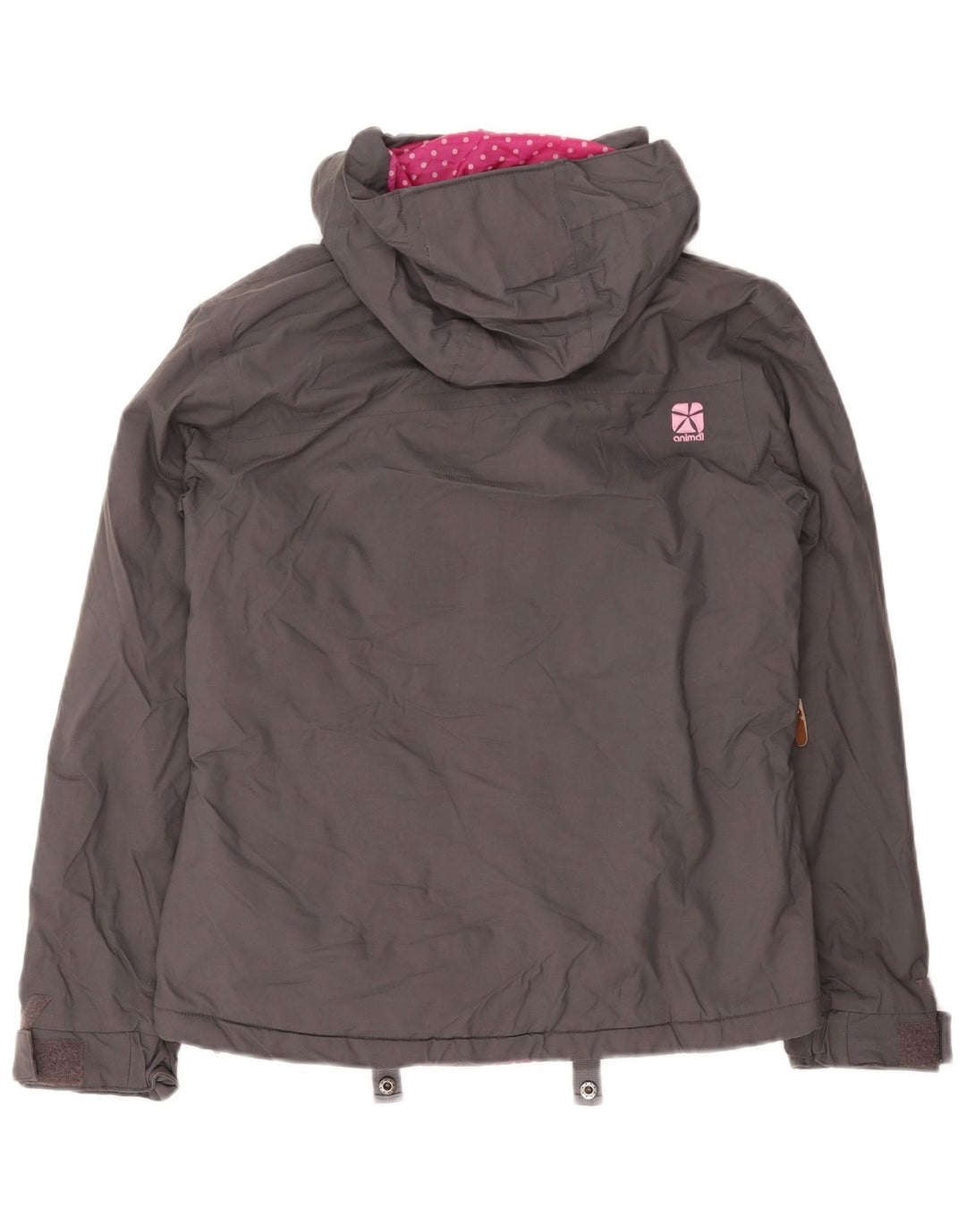 ANIMAL Chaqueta cortavientos con capucha para mujer UK 8 Small Gris Poliamida