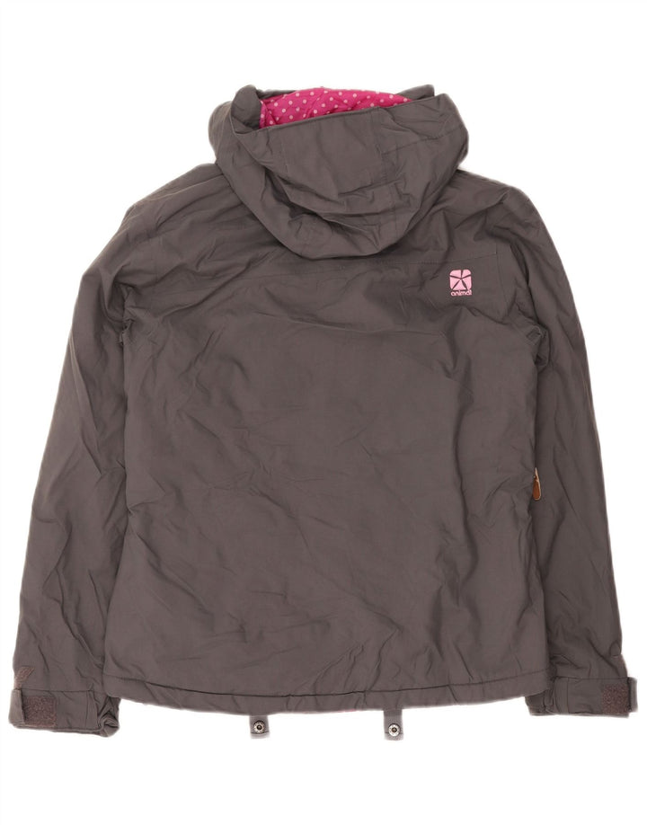 ANIMAL Chaqueta cortavientos con capucha para mujer UK 8 Small Gris Poliamida