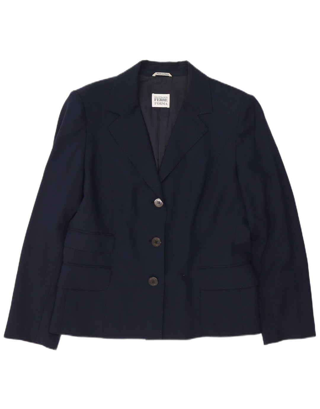 Gianfranco Ferre Chaqueta Blazer de 3 Botones para Mujer UK 44 Grande Azul Marino