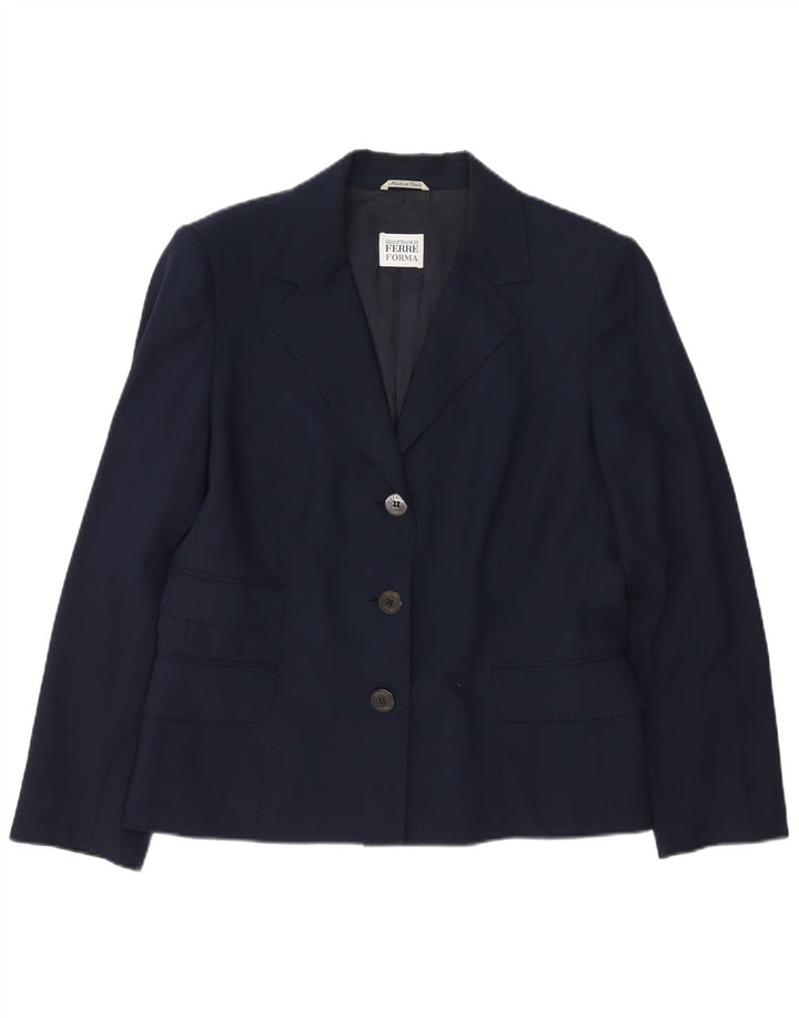 Gianfranco Ferre Chaqueta Blazer de 3 Botones para Mujer UK 44 Grande Azul Marino