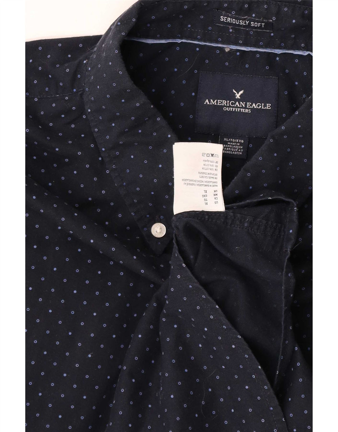 Camisa American Eagle Hombre XL Algodón Moteado Azul Marino