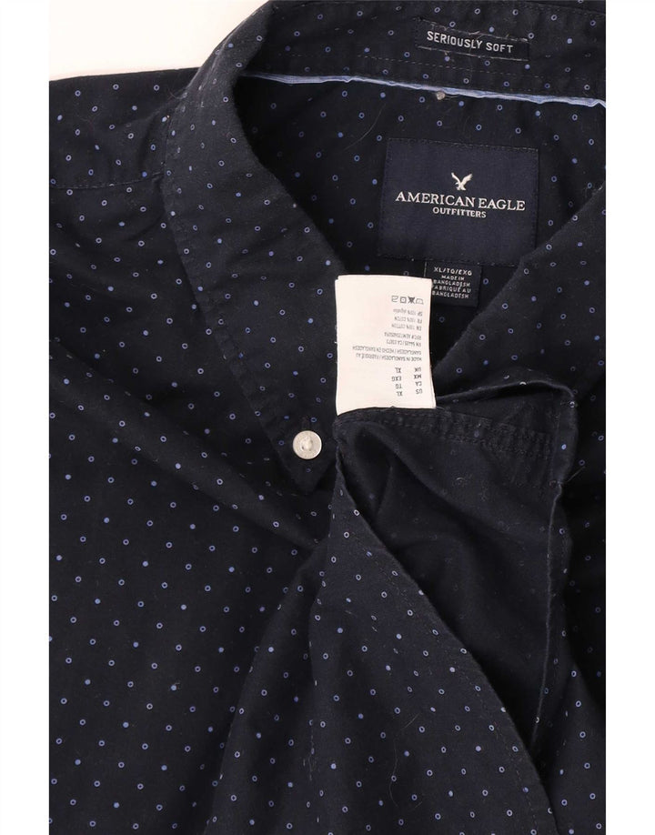 Camisa American Eagle Hombre XL Algodón Moteado Azul Marino