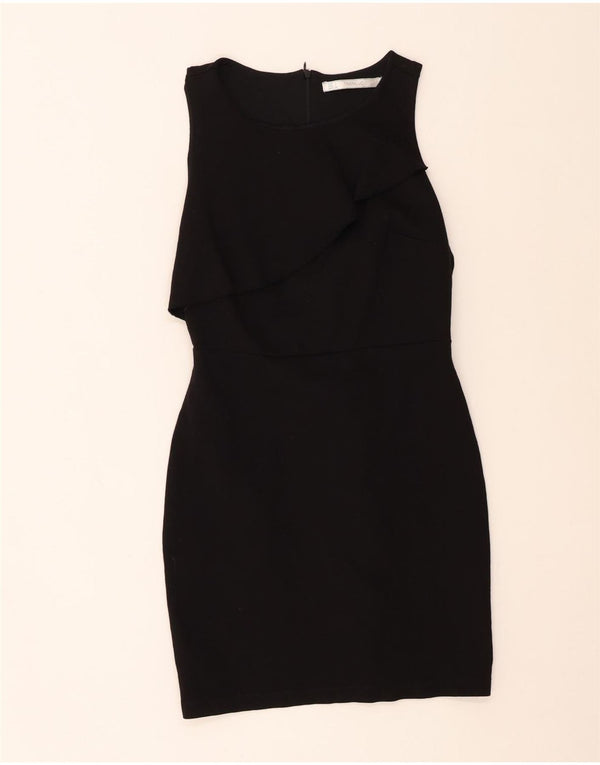 Zara Mujer Trafaluc Vestido Ajustado Sin Mangas UK 44 Grande Viscosa Negra