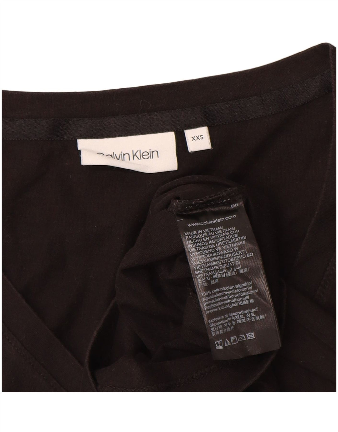 CALVIN KLEIN JEANS Camiseta para mujer Top UK 2 XS Negro Algodón