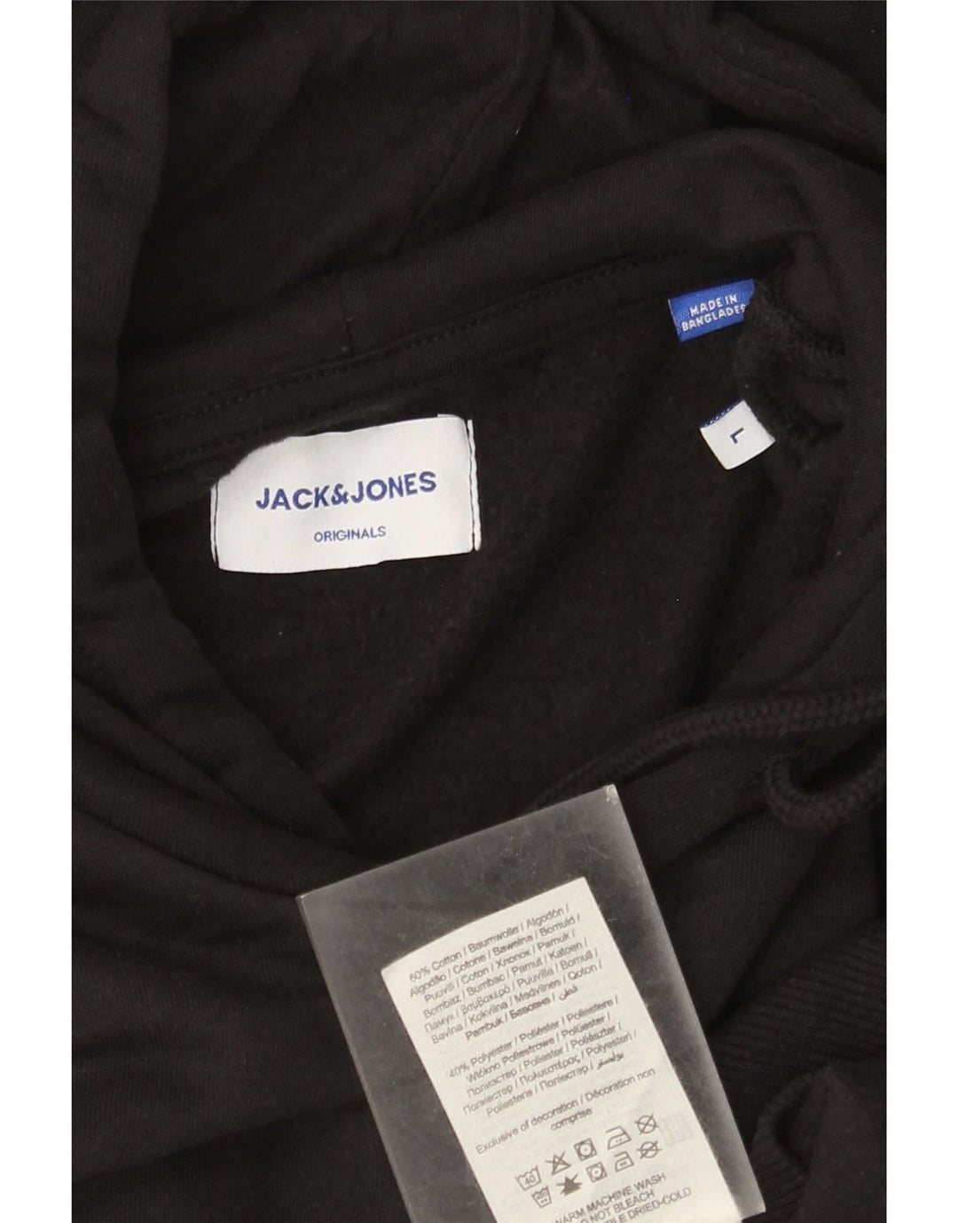 Jack & Jones Hombre Sudadera con Capucha Jumper Large Negro Algodón