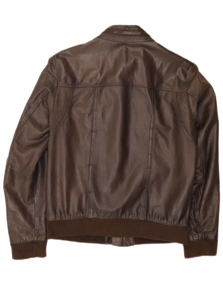 Chaqueta Bomber De Cuero Zen Para Hombre Talla 50 Cuero Marrón Medio