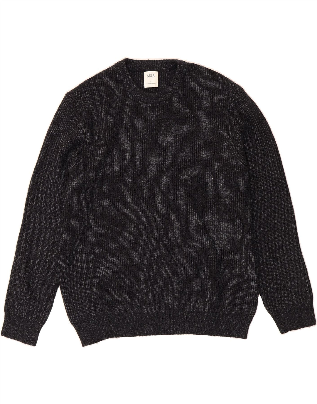 MARKS & SPENCER Mens Crew Neck Jumper Sweater Large Grey Polyamide Vintage Marks & Spencer and Second-Hand Marks & Spencer from Messina Hembry 