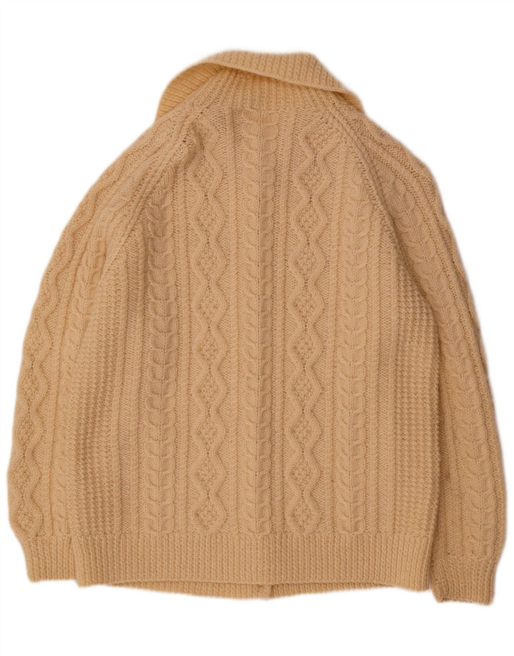 VINTAGE Suéter Cárdigan para Mujer Reino Unido 14 Beige Grande
