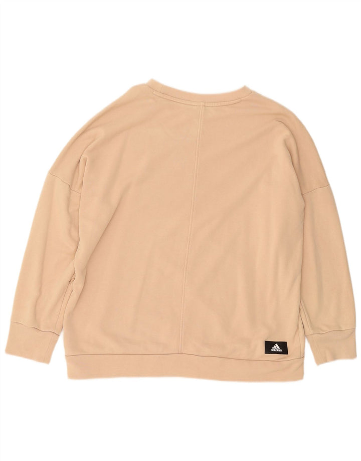 Adidas - Sudadera extragrande con gráfico para mujer, talla 12/14, color beige mediano