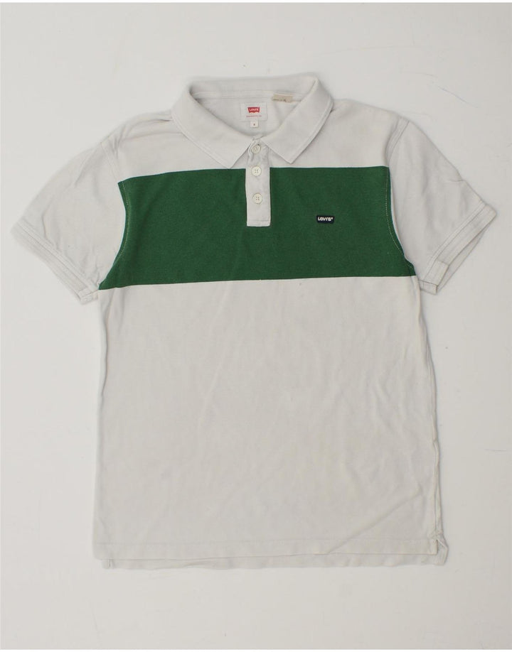 LEVI'S Polo para hombre de algodón color block blanco pequeño