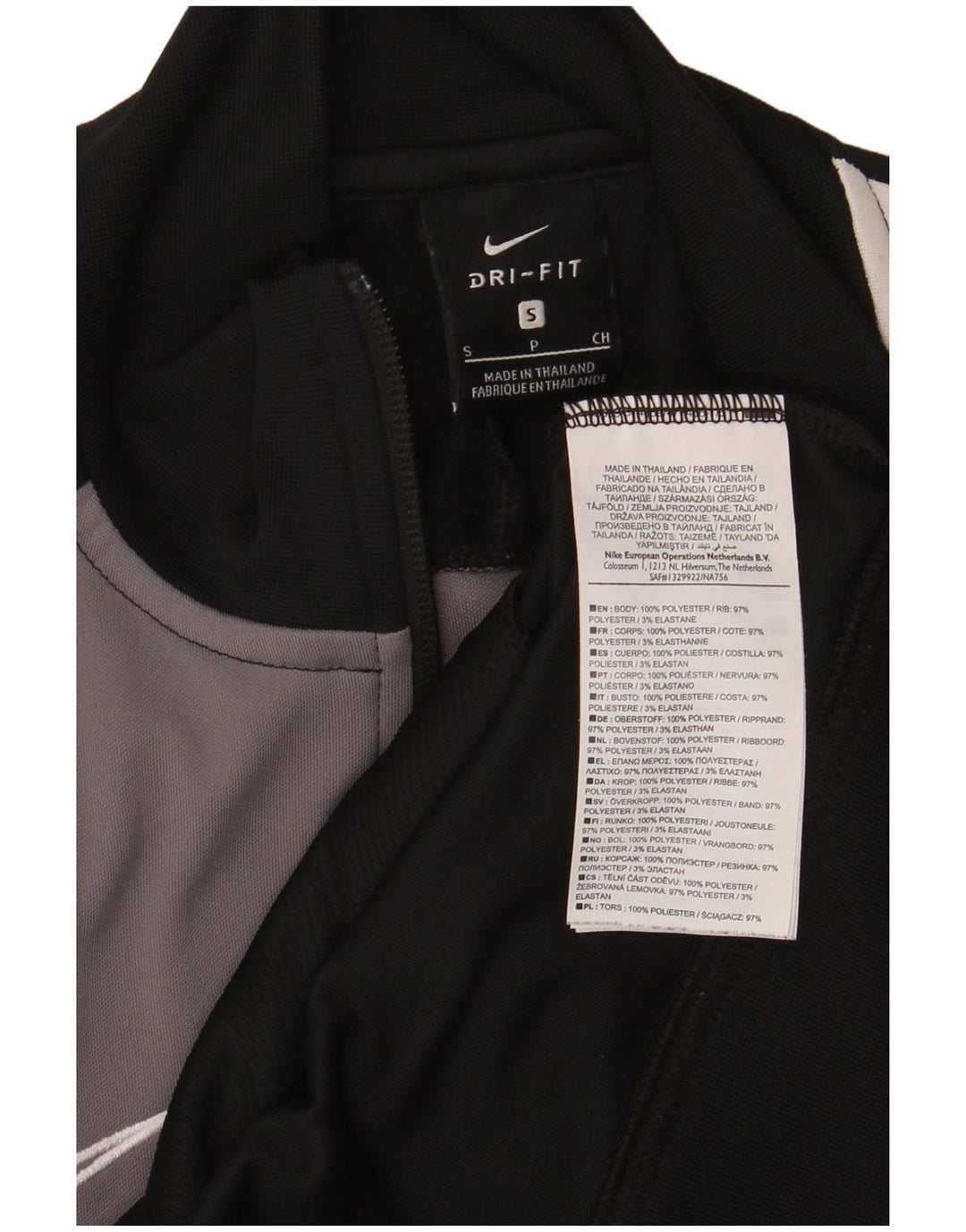 Nike Hombre Dri Fit Chándal Top Chaqueta Pequeña Negro Colorblock Poliéster