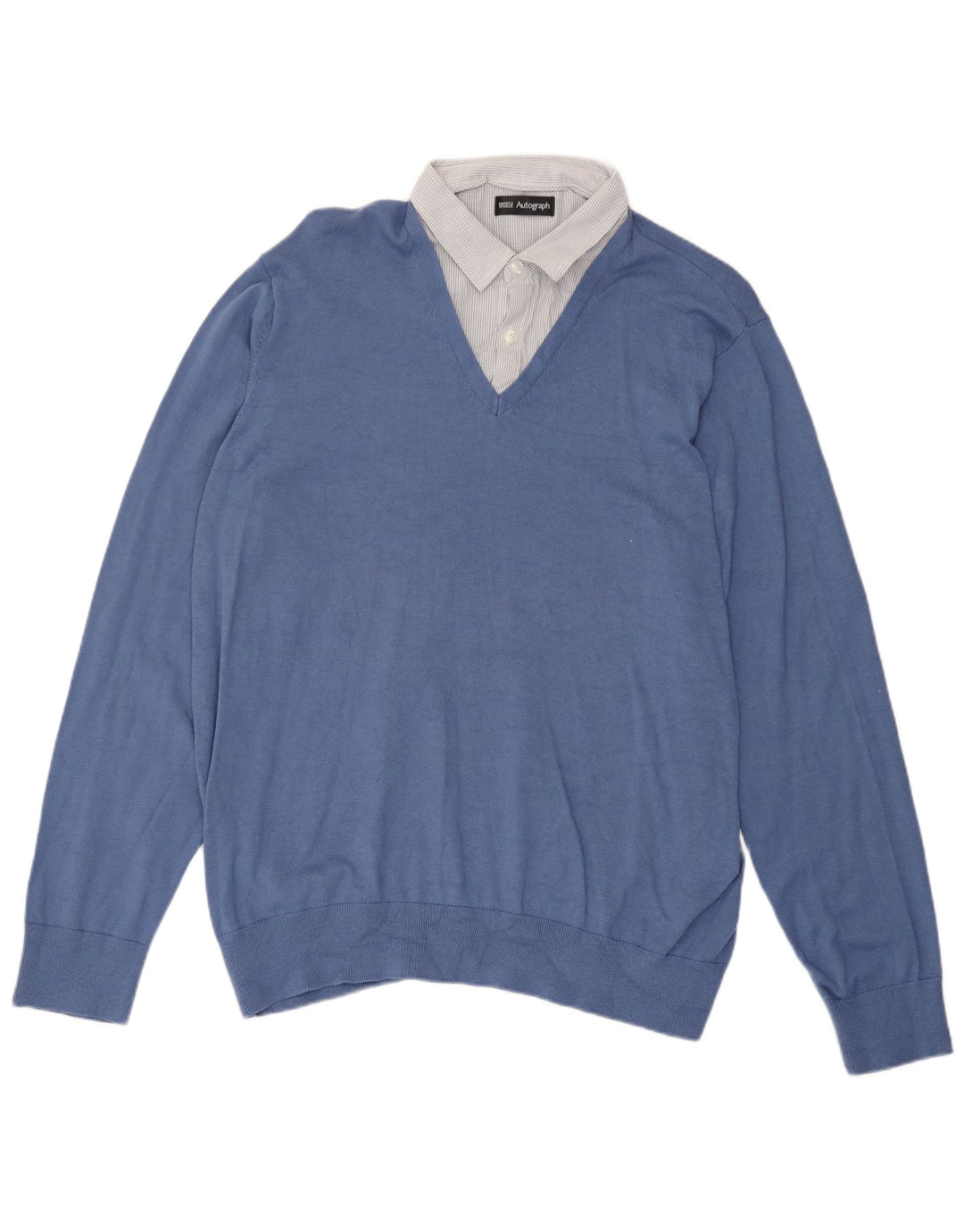 Marks & Spencer Jersey con cuello en V para hombre XL Algodón azul