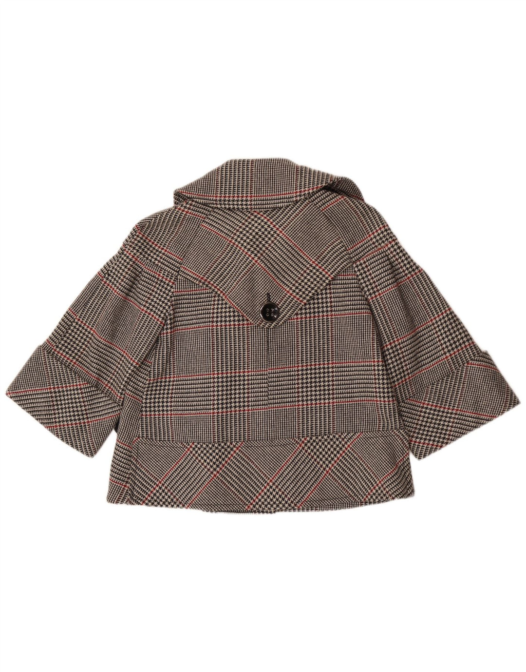 Zara Chaqueta Blazer Corta De Doble Botonadura para Mujer UK 44 Gris Medio A Cuadros