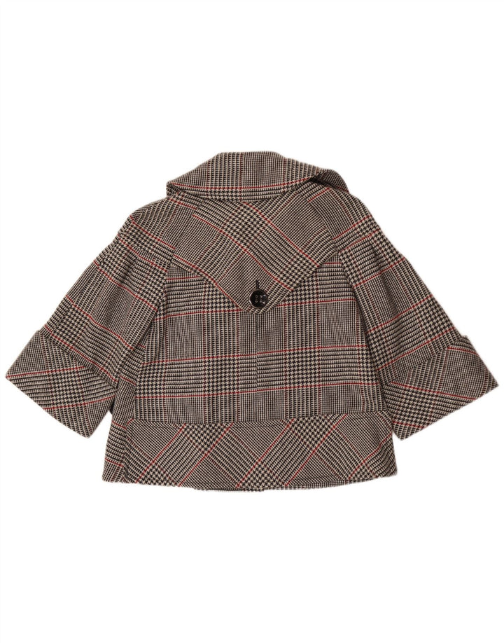 Zara Chaqueta Blazer Corta De Doble Botonadura para Mujer UK 44 Gris Medio A Cuadros