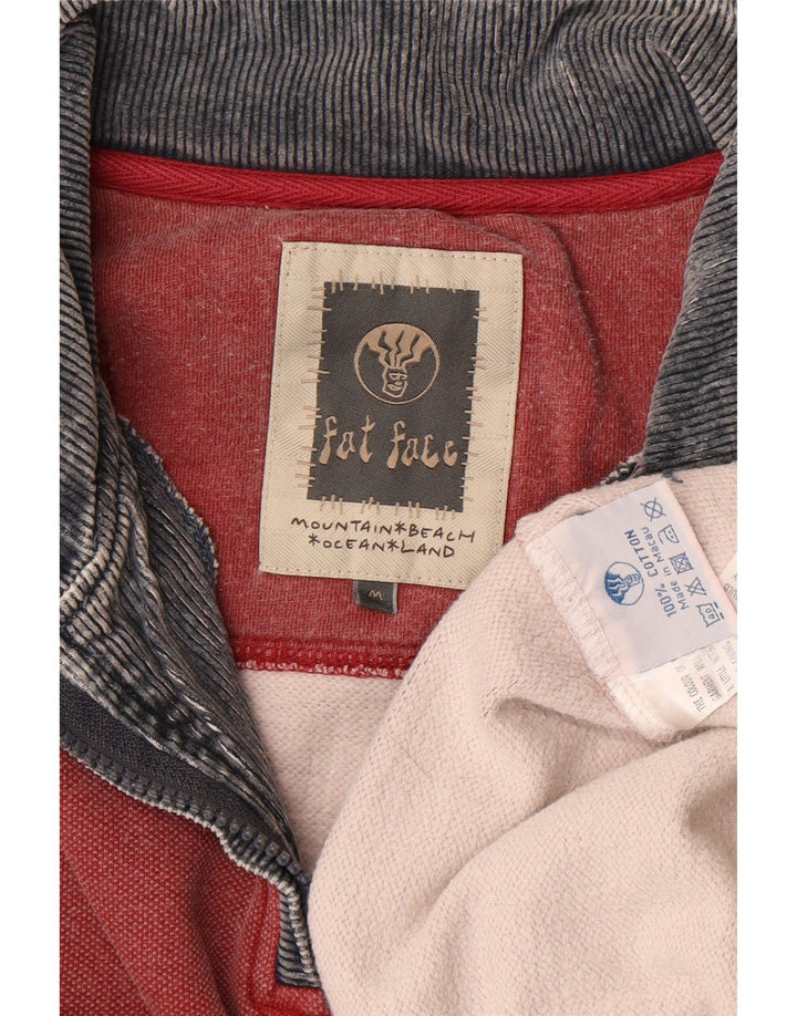 FAT FACE Sudadera con gráfico y cuello con cremallera para hombre Jersey tipo jersey de algodón rojo medio
