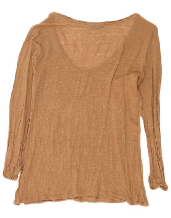 Massimo Dutti Top Mujer Manga Larga UK 44 Grande Marrón Moteado