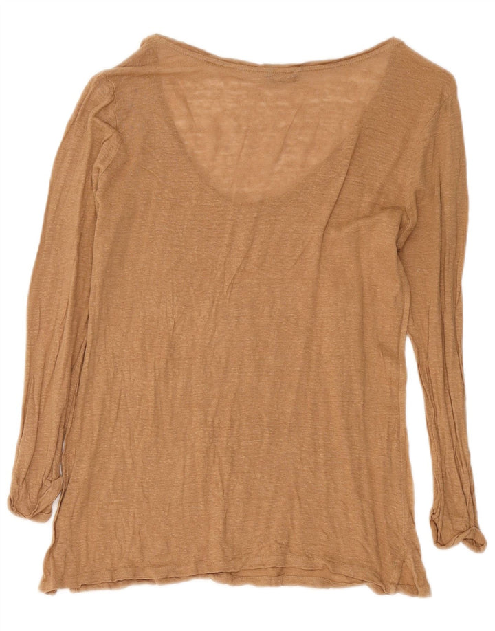 Massimo Dutti Top Mujer Manga Larga UK 44 Grande Marrón Moteado