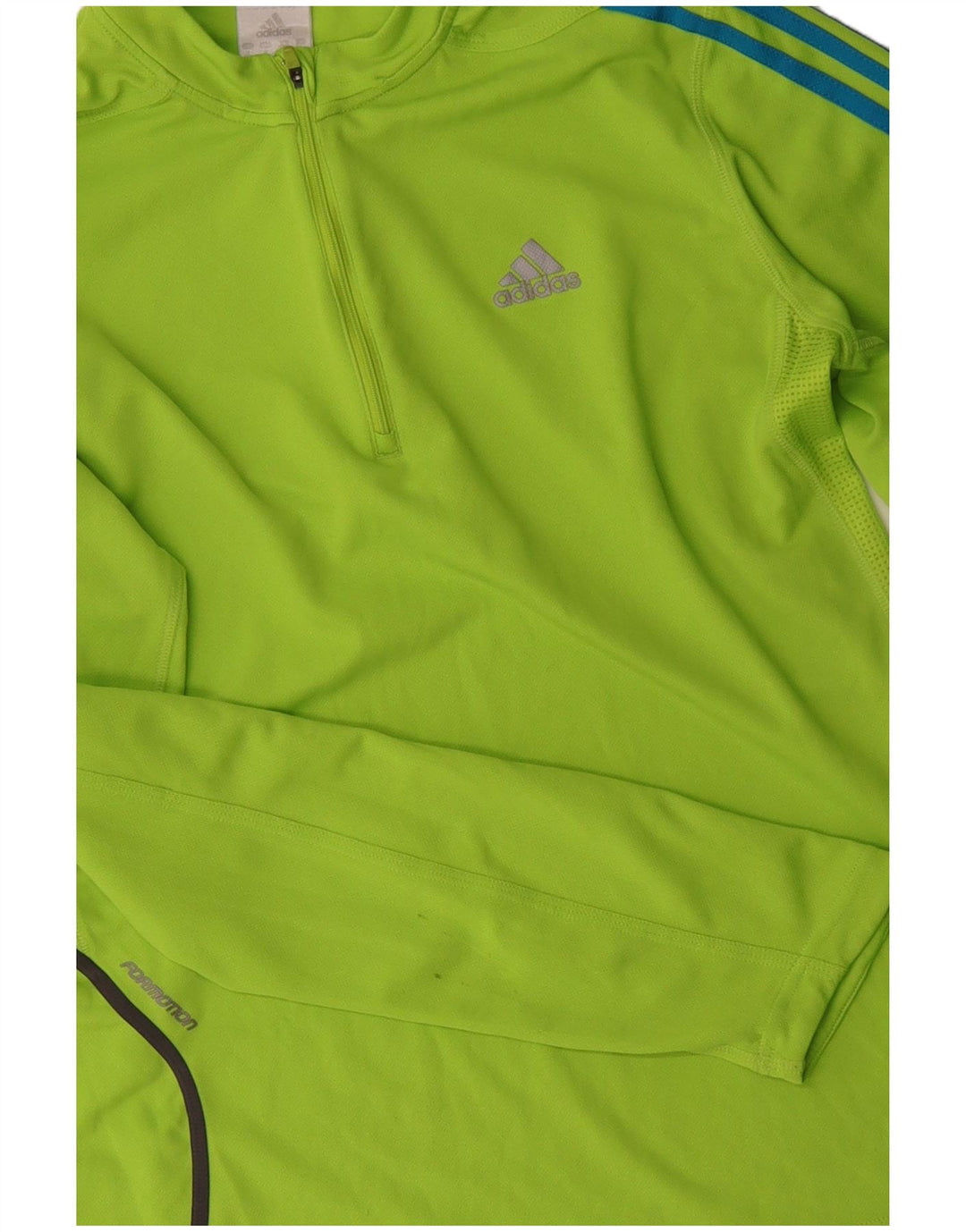 ADIDAS Hombre Zip Neck Jersey Chándal Top Poliéster Verde Medio