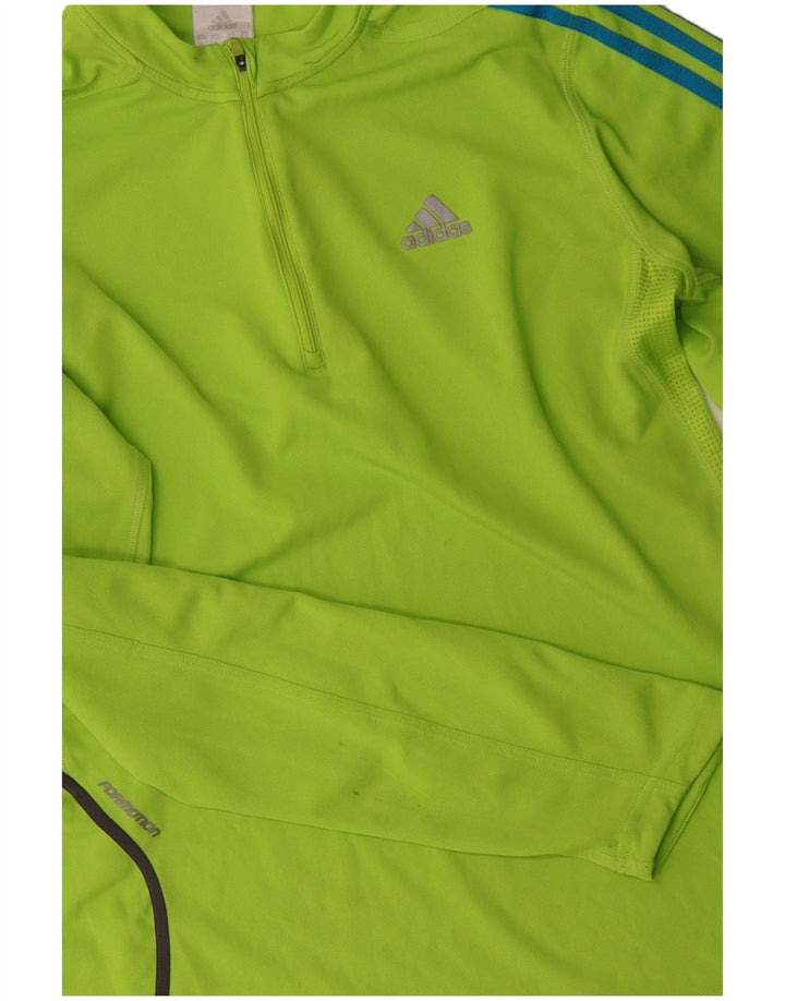 ADIDAS Hombre Zip Neck Jersey Chándal Top Poliéster Verde Medio