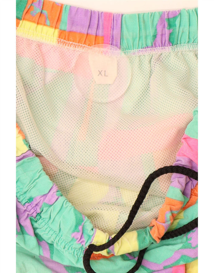 VINTAGE Shorts de baño gráficos para mujer Reino Unido 18 XL Geométrico multicolor