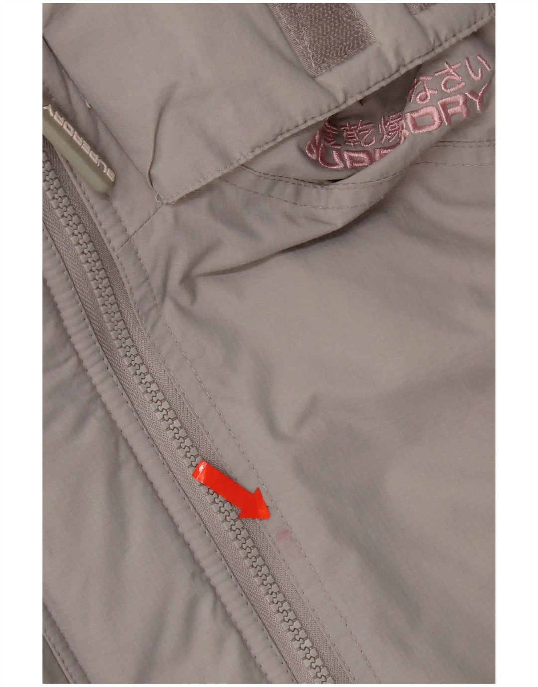 Superdry Chaqueta cortavientos con capucha para mujer UK 46 Large Grey Nylon