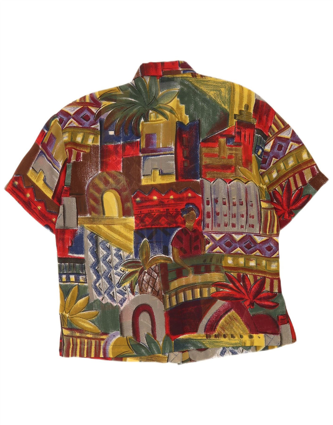 Vintage mujer manga corta camisa blusa Reino Unido 10 pequeño multicolor