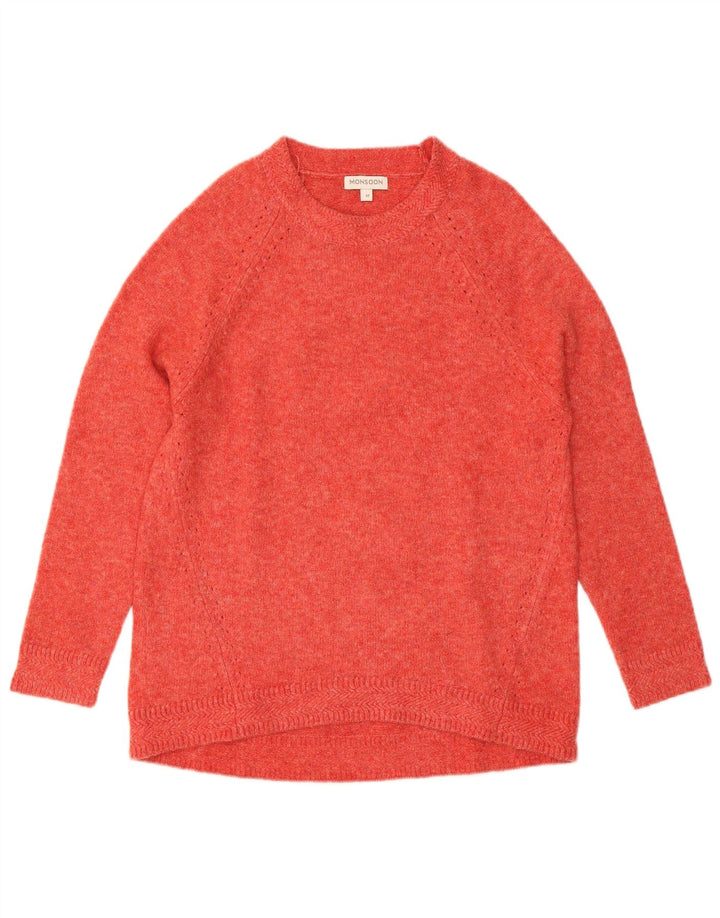 MONSOON Suéter tipo jersey con cuello barco para mujer Reino Unido 14 Acrílico rojo mediano