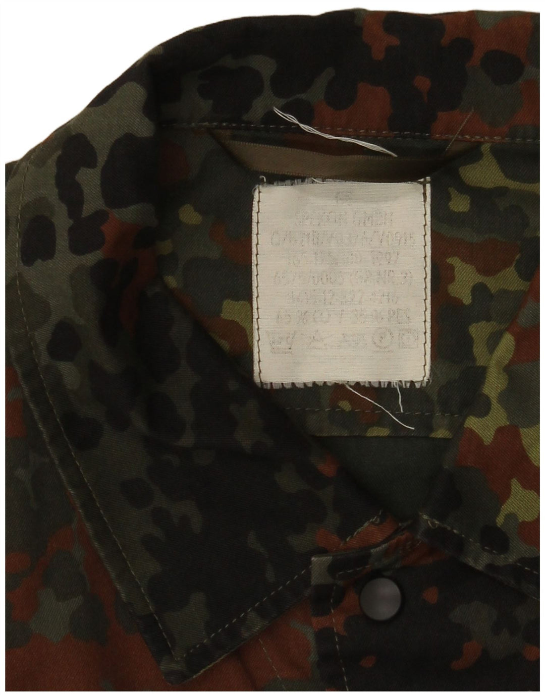 Vintage hombres camisa militar Reino Unido 38 medio caqui camuflaje algodón