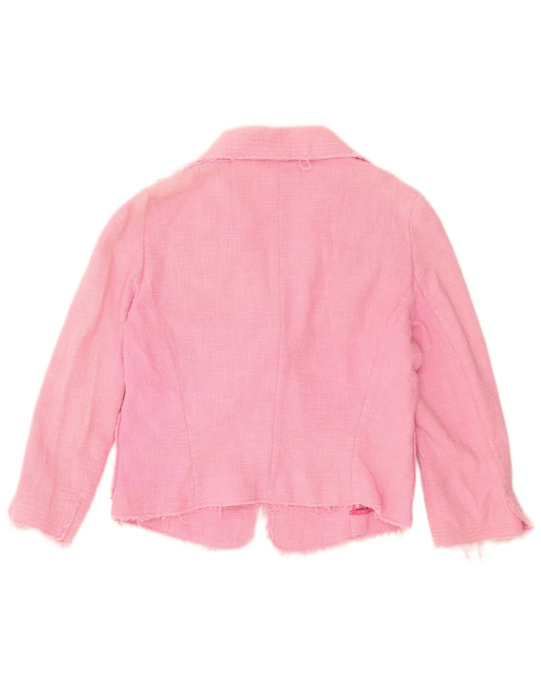 Zara Chaqueta tipo blazer corta con 1 botón para mujer EU 42 Grande Algodón rosa