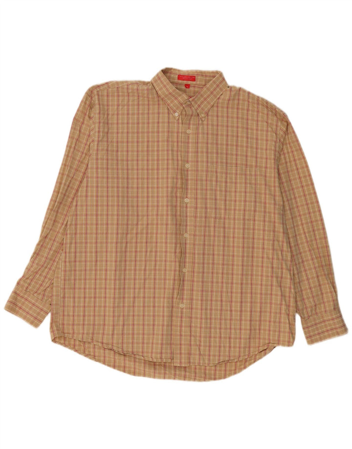 Camisa Hombre Izod XL Algodón Cuadros Beige