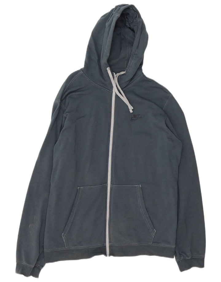 Nike - Sudadera con capucha y cremallera para hombre, talla grande, algodón azul marino