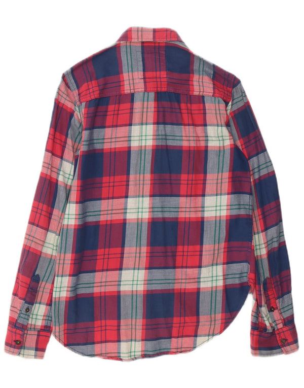 Abercrombie & Fitch Camisa de franela extragrande para mujer UK 6 XS Algodón a cuadros rojos