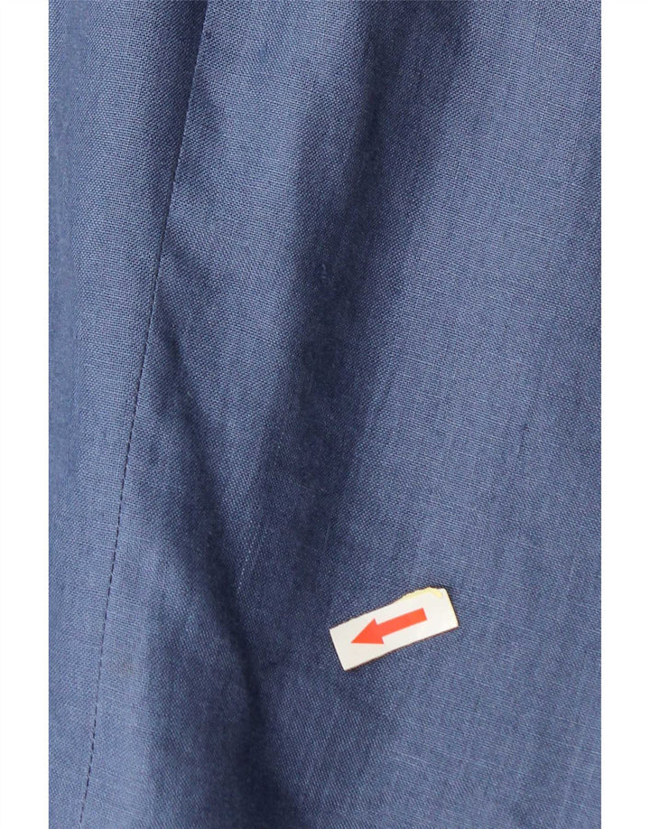Vintage hombres 2 botones Blazer chaqueta IT 50 lino azul grande