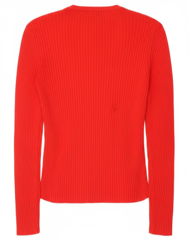 Benetton Cárdigan Mujer UK 42 Mediano Rojo Algodón